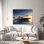 Luxus Wandbild oder Fine Art Print – Yacht bei Sonnenuntergang mit Motivationszitat