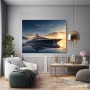 Luxus Wandbild oder Fine Art Print – Yacht bei Sonnenuntergang mit Motivationszitat