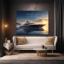 Luxus Wandbild oder Fine Art Print – Yacht bei Sonnenuntergang mit Motivationszitat