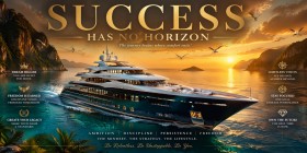 Success Has No Horizon – Luxus Yacht Wandbild oder Leinwand