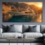 Luxus-Yacht bei Sonnenuntergang – Modernes Wandbild oder Fine Art Print