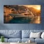 Luxus-Yacht bei Sonnenuntergang – Modernes Wandbild oder Fine Art Print