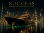 Success Skyline – Luxus Wandbild oder Canvas Print mit Yacht bei Nacht
