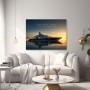 Luxus Yacht bei Sonnenuntergang – Wandbild oder Fine Art Print mit Motivationsspruch