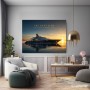 Luxus Yacht bei Sonnenuntergang – Wandbild oder Fine Art Print mit Motivationsspruch