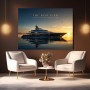 Luxus Yacht bei Sonnenuntergang – Wandbild oder Fine Art Print mit Motivationsspruch