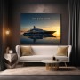 Luxus Yacht bei Sonnenuntergang – Wandbild oder Fine Art Print mit Motivationsspruch
