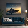Luxus Yacht bei Sonnenuntergang – Wandbild oder Fine Art Print mit Motivationsspruch