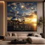 Global Jet – Luxus Wandbild oder Fine Art Print mit leuchtender Weltkarte