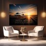 Luxus Wandbild oder Fine Art Print – Privatjet auf der Startbahn bei Sonnenuntergang
