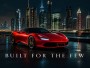 Luxus Wandbild oder Fine Art Print – Roter Supersportwagen vor nächtlicher Skyline