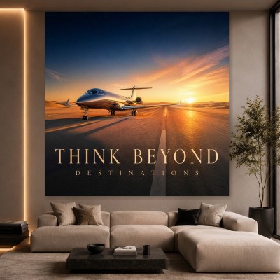 Think Beyond Destinations – Luxus Wandbild oder Fine Art Print mit Privatjet