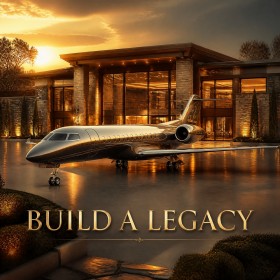 Build a Legacy – Luxus Wandbild oder Fine Art Print mit Privatjet und Designervilla