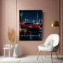 Roter Supersportwagen vor Dubai Skyline – Modernes Wandbild oder Fine Art Print
