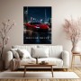 Roter Supersportwagen vor Dubai Skyline – Modernes Wandbild oder Fine Art Print