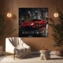 Luxus Wandbild oder Canvas Print – Roter Supersportwagen bei Nacht