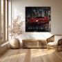 Luxus Wandbild oder Canvas Print – Roter Supersportwagen bei Nacht