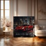 Luxus Wandbild oder Canvas Print – Roter Supersportwagen bei Nacht