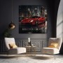 Luxus Wandbild oder Canvas Print – Roter Supersportwagen bei Nacht