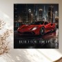 Luxus Wandbild oder Canvas Print – Roter Supersportwagen bei Nacht