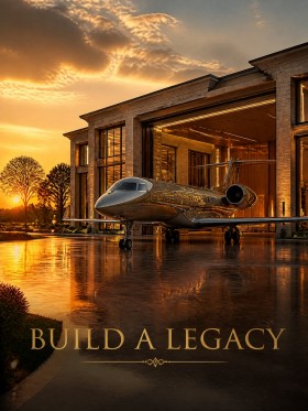 Build a Legacy – Luxus Wandbild, Leinwandbild oder Acrylbild mit Privatjet bei Sonnenuntergang