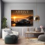 Arrive Different – Luxus Wandbild oder Fine Art Print mit Sportwagen an der Küste