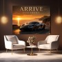 Arrive Different – Luxus Wandbild oder Fine Art Print mit Sportwagen an der Küste