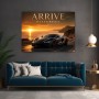 Arrive Different – Luxus Wandbild oder Fine Art Print mit Sportwagen an der Küste
