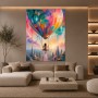 Traumfahrt über der Fantasiestadt – Leinwandbild & Acrylglasbild