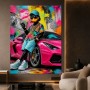 Pop Art Wandbild oder Canvas Print – Urbaner Luxus Duck mit pinkem Sportwagen