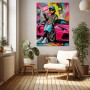Pop Art Wandbild oder Canvas Print – Urbaner Luxus Duck mit pinkem Sportwagen