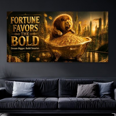 Goldener Löwe Fortune Favors The Bold – Luxus Wandbild oder Fine Art Print