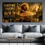 Goldener Löwe Fortune Favors The Bold – Luxus Wandbild oder Fine Art Print