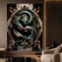 Smaragdschlange im Barockrahmen – Luxus Wandbild oder Fine Art Print