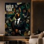 Build Your Legacy – Modernes Wandbild oder Fine Art Print mit Dobermann im Business-Look