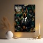 Build Your Legacy – Modernes Wandbild oder Fine Art Print mit Dobermann im Business-Look