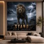 Stand Your Ground Löwe im Sturm – Modernes Wandbild oder Leinwandbild