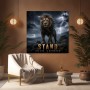 Stand Your Ground Löwe im Sturm – Modernes Wandbild oder Leinwandbild