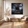 Stand Your Ground Löwe im Sturm – Modernes Wandbild oder Leinwandbild