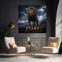 Stand Your Ground Löwe im Sturm – Modernes Wandbild oder Leinwandbild