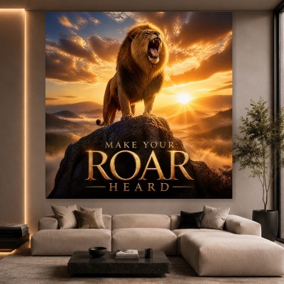 Majestätischer Löwe im Sonnenlicht – Modernes Wandbild oder Fine Art Print