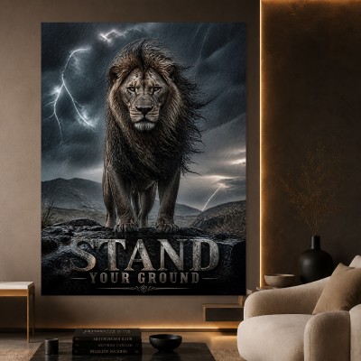 Stand Your Ground Löwe – Modernes Wandbild oder Fine Art Print