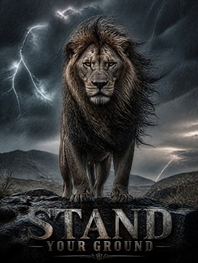 Stand Your Ground Löwe – Modernes Wandbild oder Fine Art Print