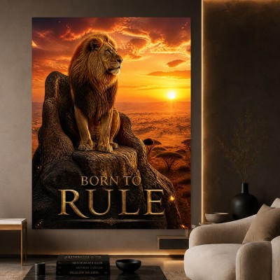 Majestätischer Löwe Born to Rule – Modernes Wandbild oder Fine Art Print