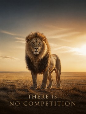 Majestätischer Löwe in der Savanne – Leinwandbild oder Acrylbild mit Motivationsspruch