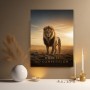 Majestätischer Löwe in der Savanne – Leinwandbild oder Acrylbild mit Motivationsspruch