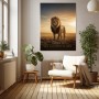 Majestätischer Löwe in der Savanne – Leinwandbild oder Acrylbild mit Motivationsspruch