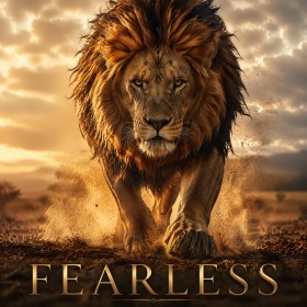 Fearless Löwe – Modernes Wandbild oder Leinwandbild in Goldbraun