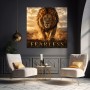 Fearless Löwe – Modernes Wandbild oder Leinwandbild in Goldbraun