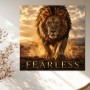 Fearless Löwe – Modernes Wandbild oder Leinwandbild in Goldbraun